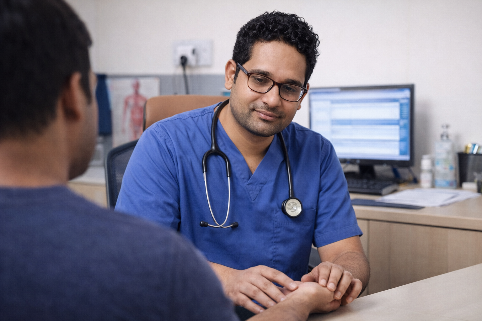 Dr. G. Aditya consulting patient in Visakhapatnam clinic